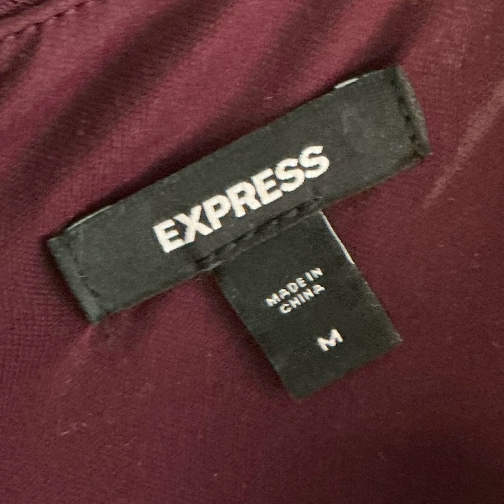 Express Burgundy Sequin Feather Hem Mini Dress – Size Medium New Without Tags - Picture 9 of 14